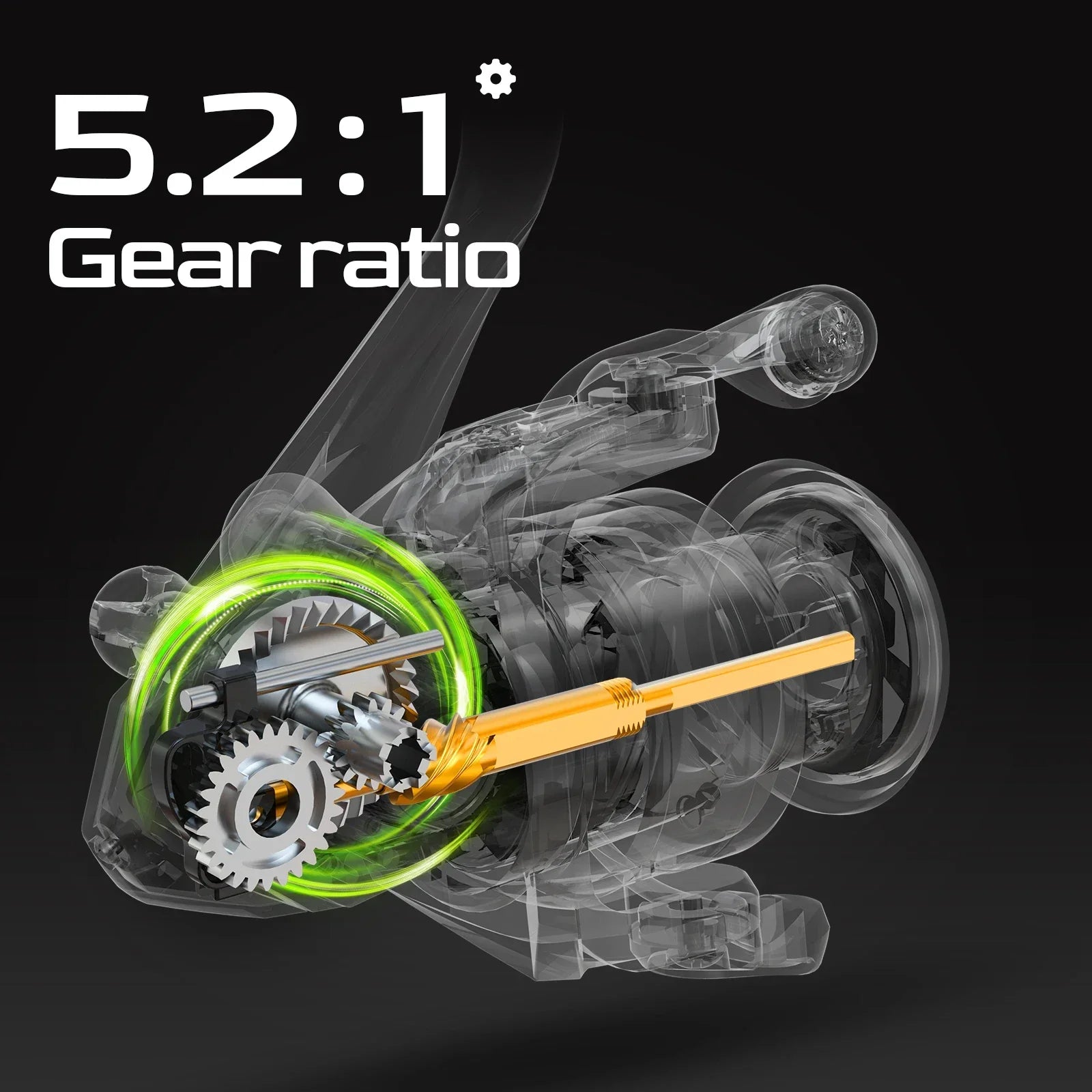 5000 Series Graphite Spinning Reel Left/Right Handed Black-2