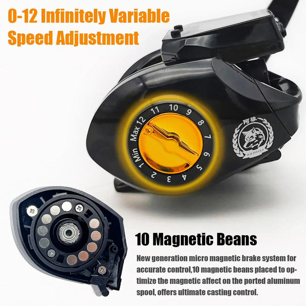 Electronic Baitcasting Reel 10kg Max Drag Alarm Counter Gold-2