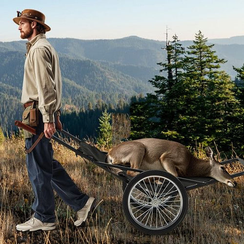 550 LBS Folding Deer Game Cart with Polyester Liner for Hunting-0